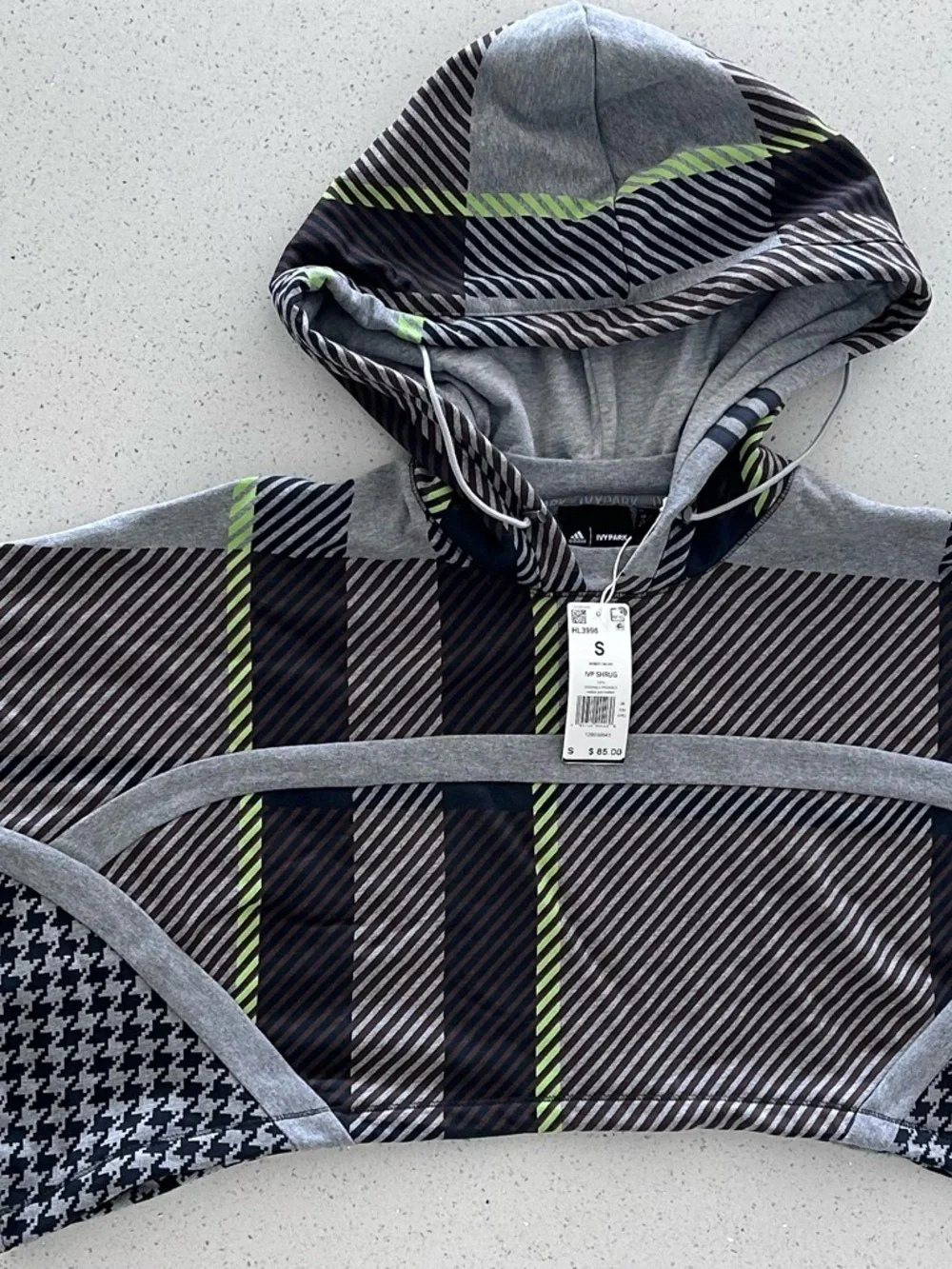 adidas Ivy Park Oversized Striped Shrug in Gray, Brown & Neon Green size S - Picture 10 of 13